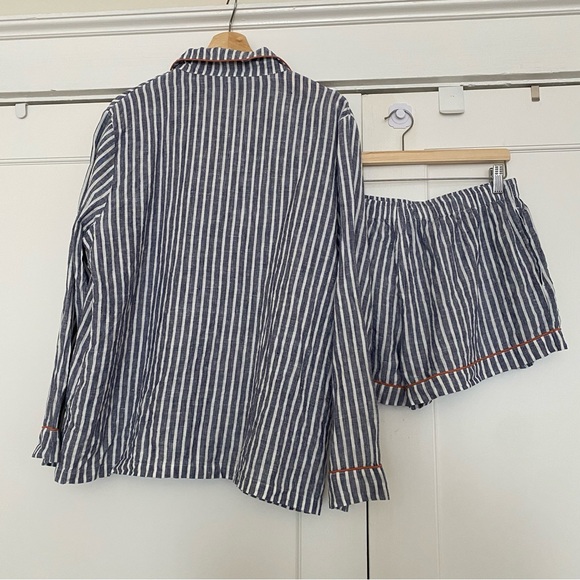 Piglet in Bed Midnight Stripe Linen Pajama Set - Picture 6 of 6